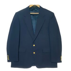 Laughton Hunter Vintage Navy Blue Blazer Gold Buttons 42R